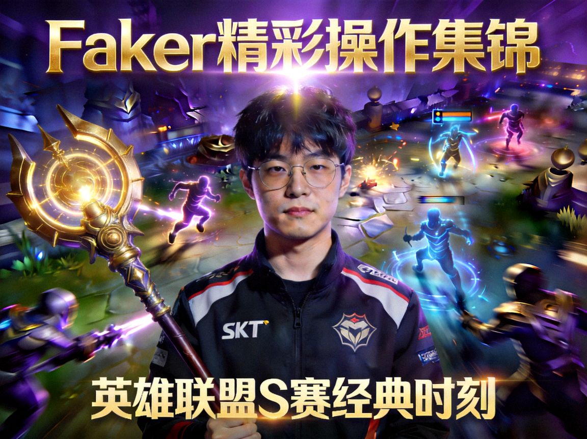 电竞比赛精彩操作集锦视频封面，英雄联盟职业选手Faker