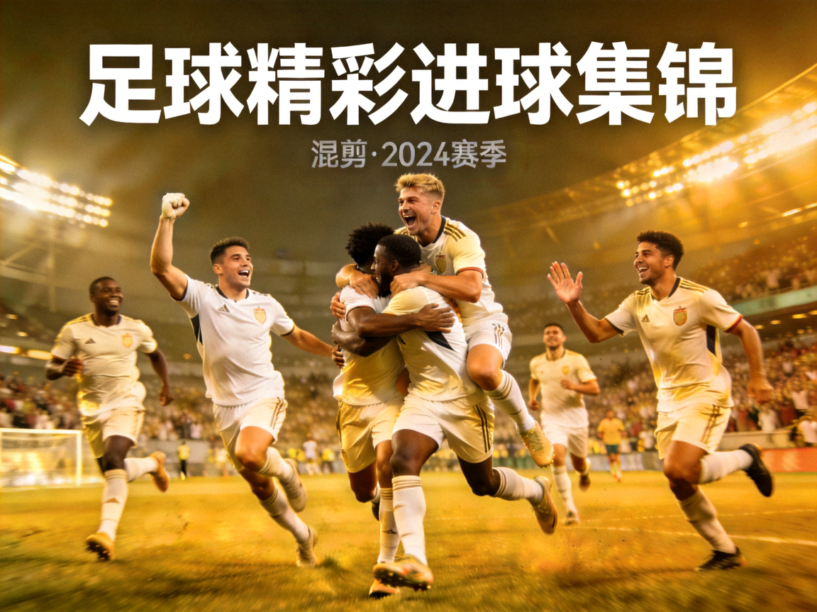 足球比赛精彩进球集锦混剪视频封面，球员庆祝瞬间
